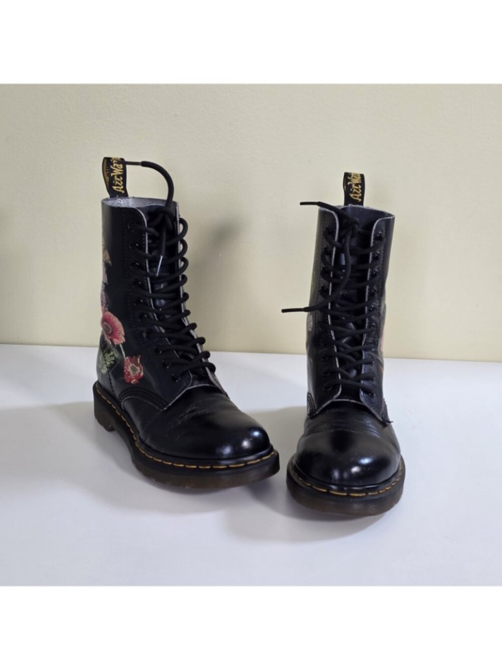 Dr. Martens 1490 Wild Botanics Combat Boots US 6 / UK 4 Black Floral Whimsygoth - Picture 4 of 16